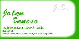 jolan dancso business card
