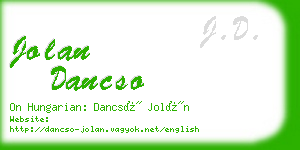 jolan dancso business card